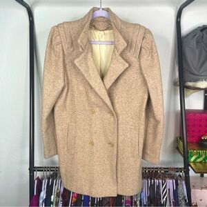 VINTAGE Wool Blend Double Breasted Beige Coat